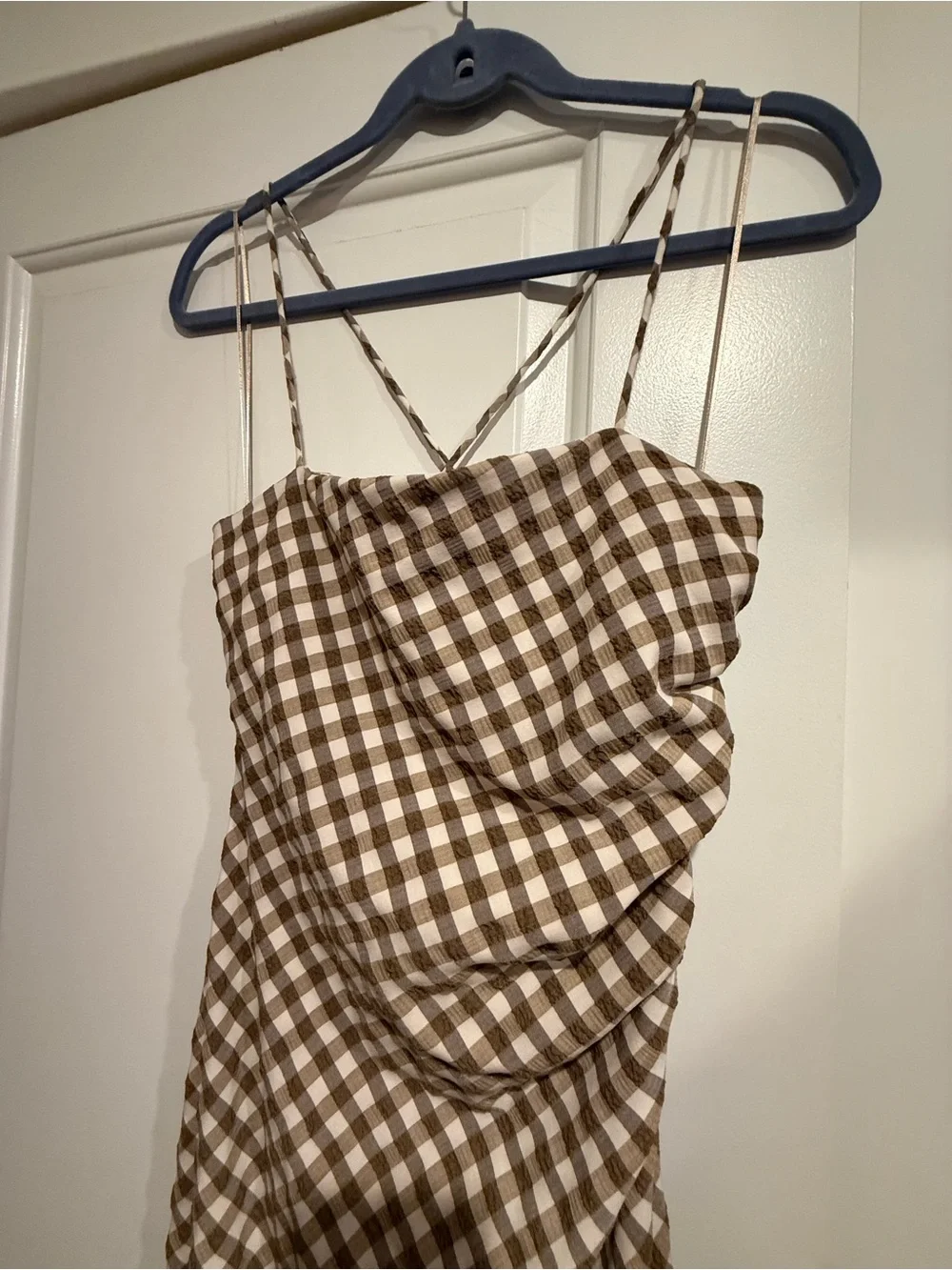 Zara Brown Gingham Dress Medium - Picture 2 of 7